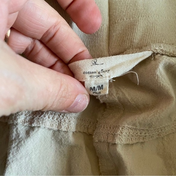 Cotton Ginny 100% Maxi Drawstring Khaki Cargo Skirt Side Slits Pockets Light M - Picture 6 of 8